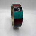 Pulsera Rígida Original de Nepal · Latón, Turquesa, Coral & Ónix Negro