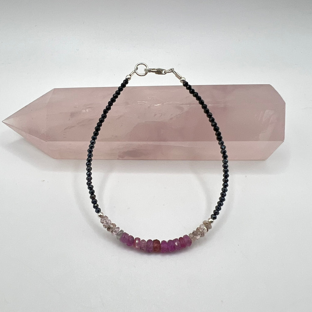 Pulsera Zafiro Rosa y Espinela Negra