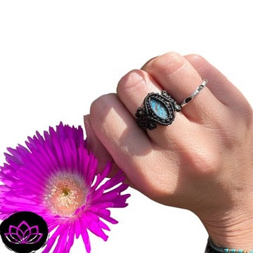 Anillo Turquesa Micro-Macramé