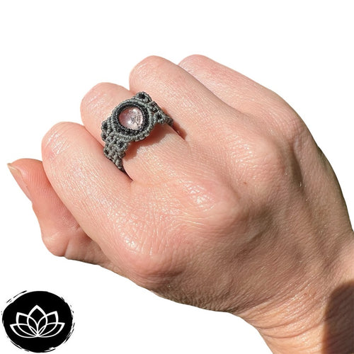 Anillo Cuarzo Lodolita Micro-Macramé