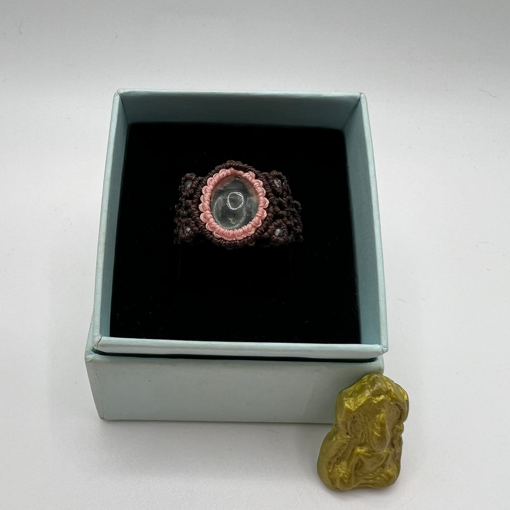 Anillo Fluorita Verde Micro-Macramé