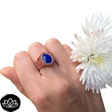 Anillo Lapislázuli Micro-Macramé