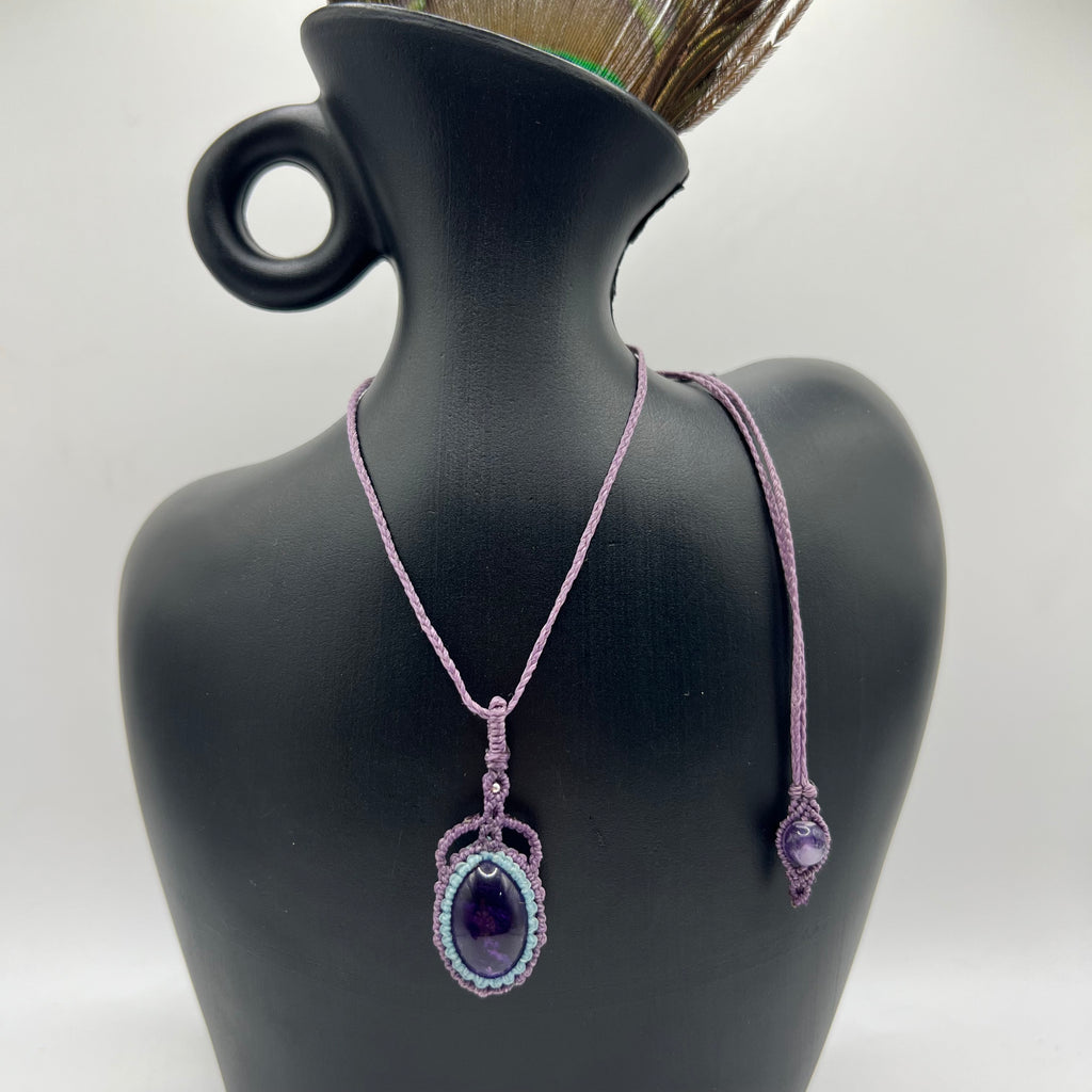 Colgante Amatista Micro-Macramé
