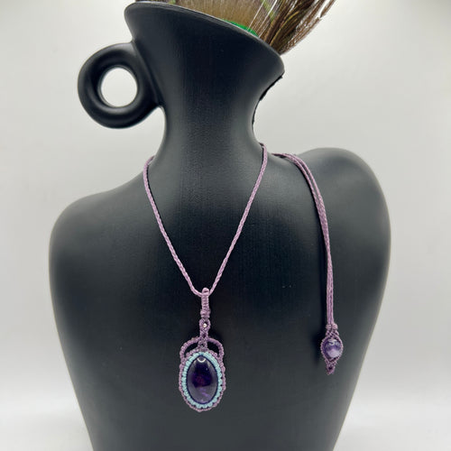 Colgante Amatista Micro-Macramé