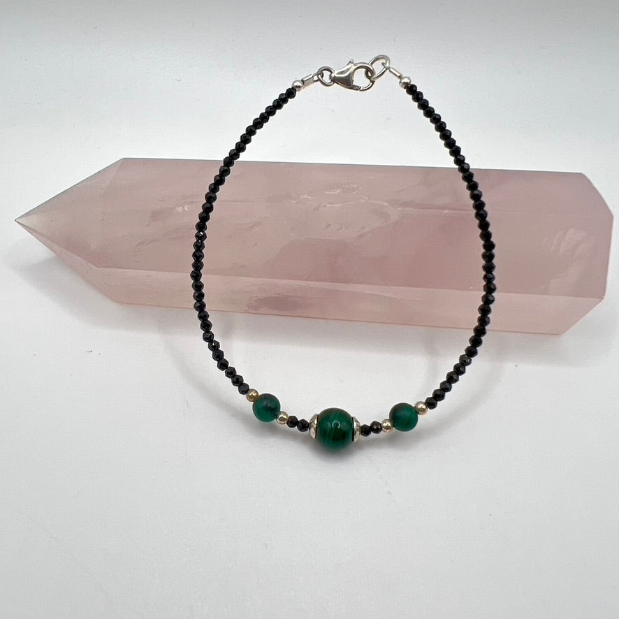 Pulsera Malaquita y Espinela Negra