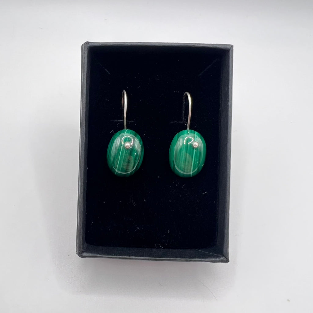 Pendientes Cabujón Malaquita