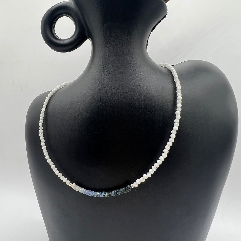 Conjunto Gargantilla & Pulsera · Zafiro Lenteja & Piedra Luna Mini