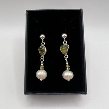 Pendientes Olivino y Perla Cultivada