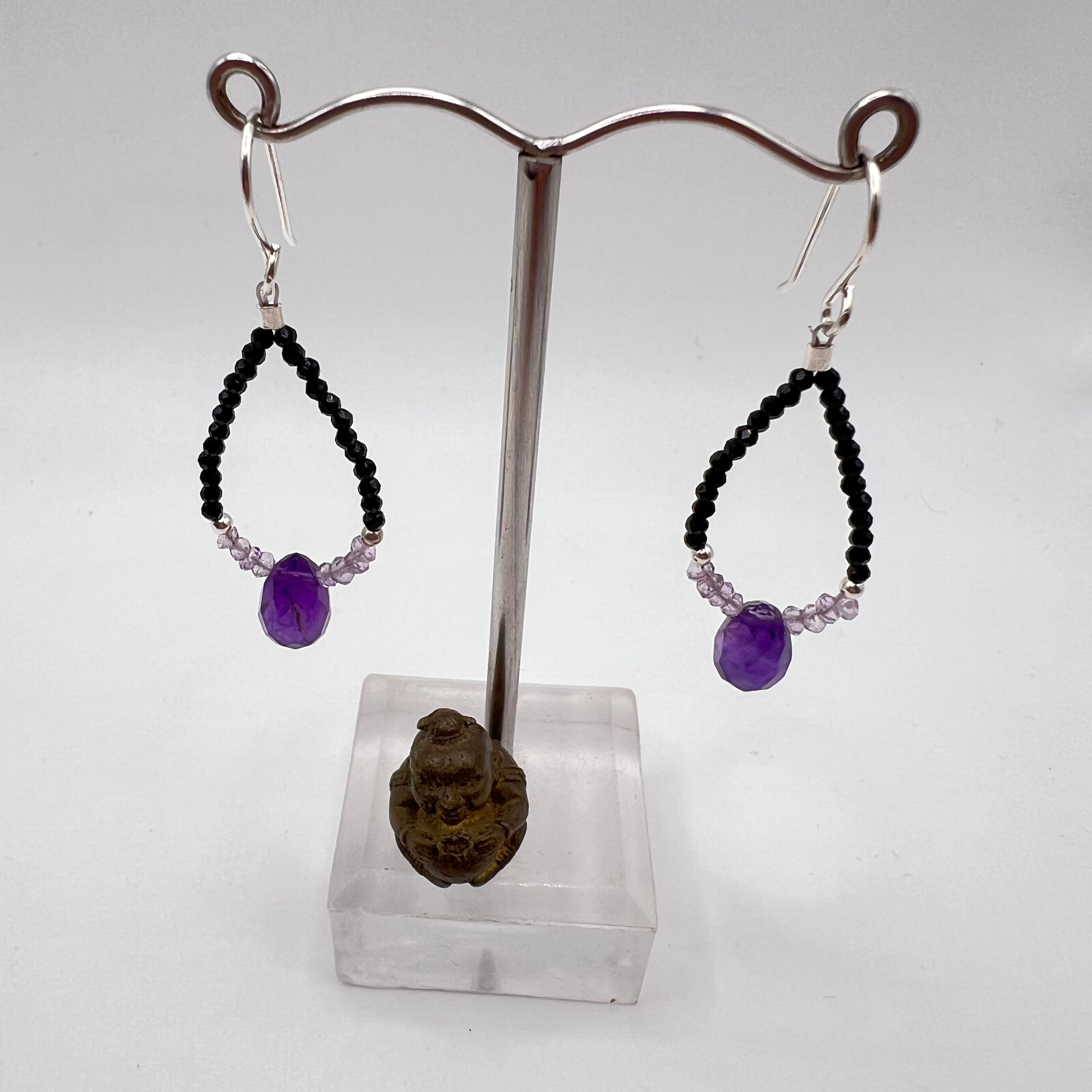 Pendientes Gota Amatista y Espinela negra