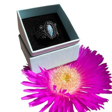 Anillo Turquesa Micro-Macramé