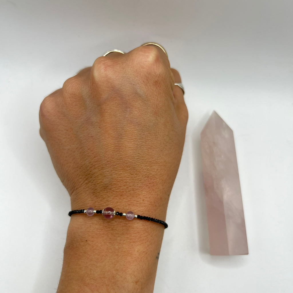 Pulsera Amatista y Espinela Negra