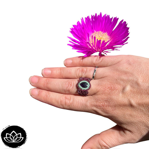 Anillo Amatista Micro-Macramé