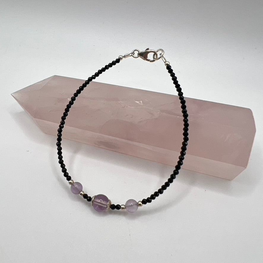Pulsera Amatista y Espinela Negra