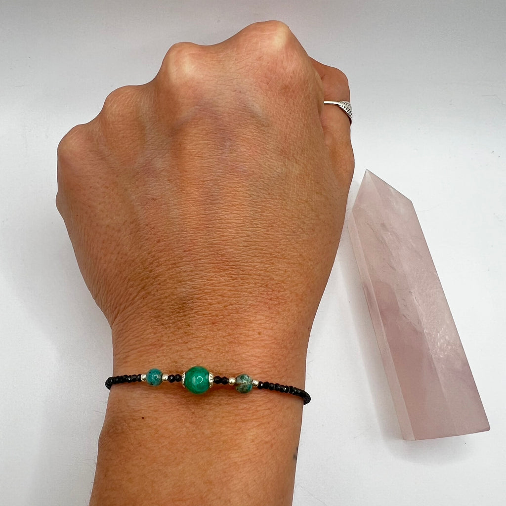 Pulsera Amazonita y Espinela Negra