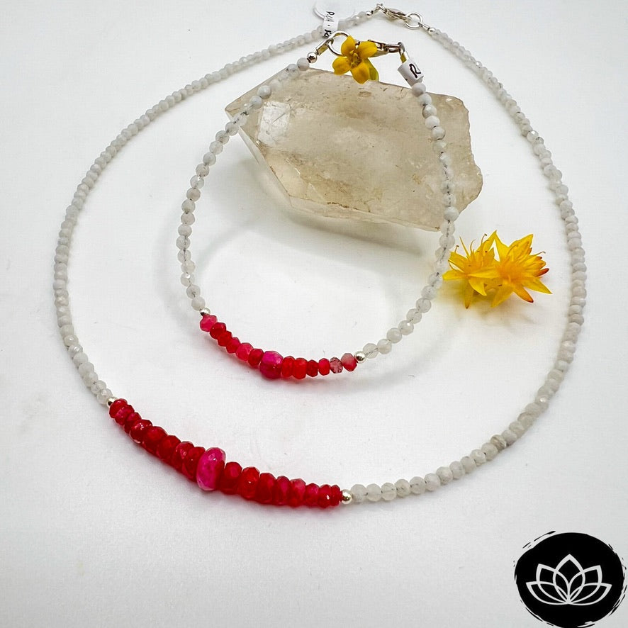 Conjunto Rubí y Piedra Luna