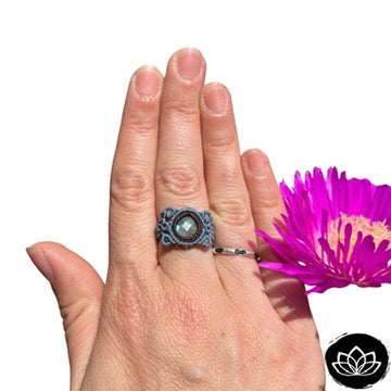 Anillo Labradorita Micro-Macramé