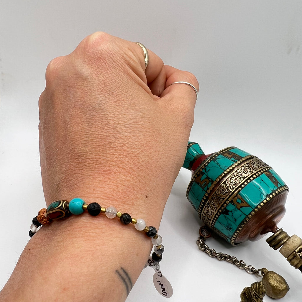 Pulsera Tibetana Cuarzo turmalina