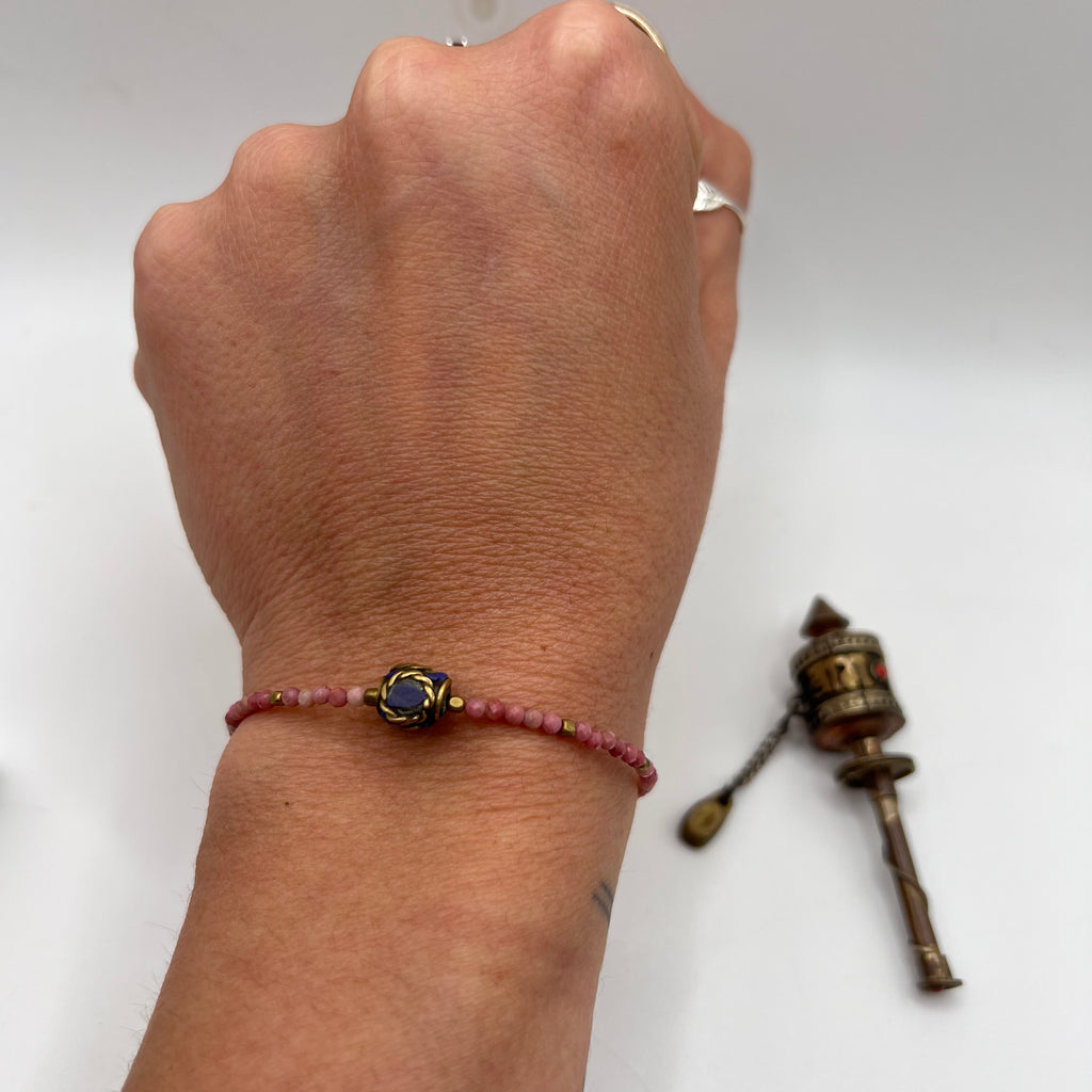 Pulsera Tibetana Lapislázuli y Rodonita