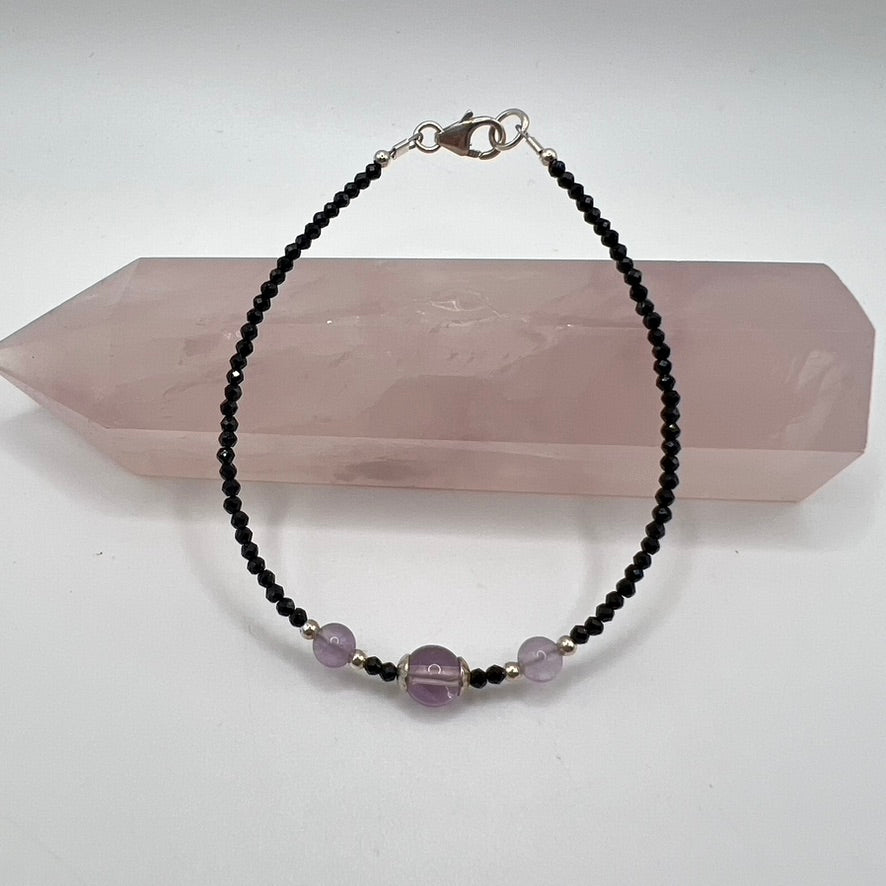 Pulsera Amatista y Espinela Negra