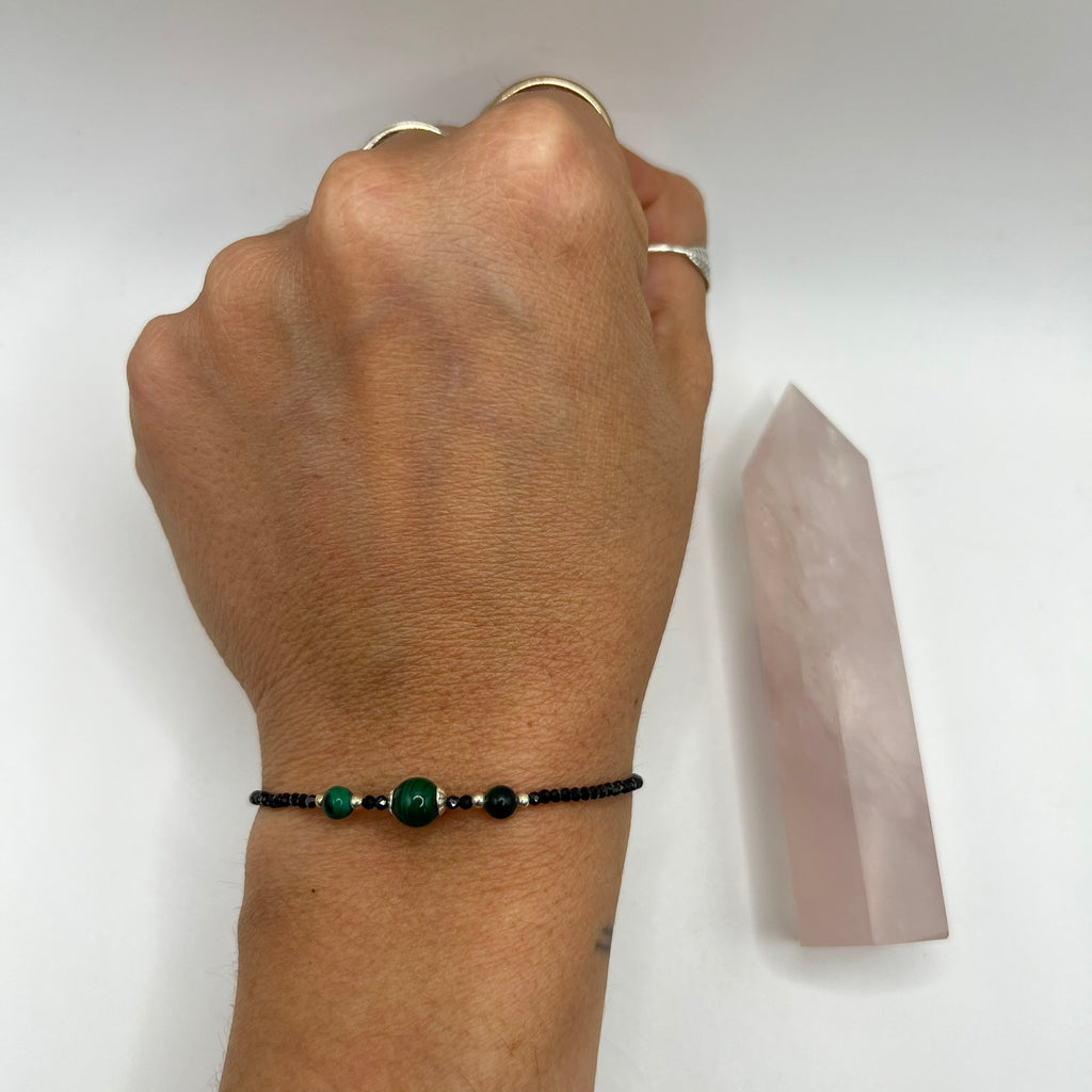 Pulsera Malaquita y Espinela Negra