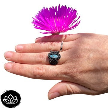 Anillo Turquesa Micro-Macramé
