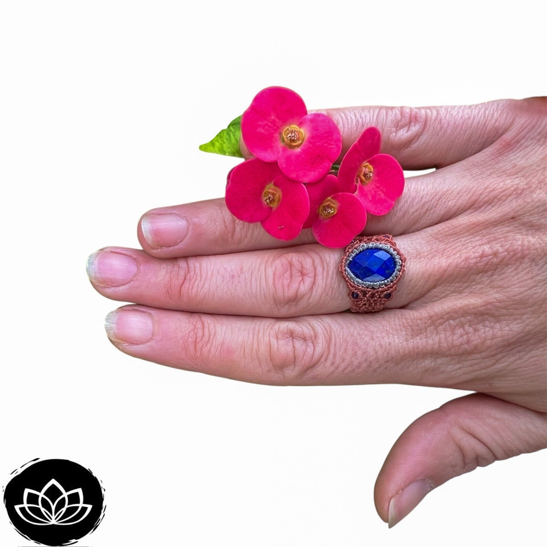 Anillo Lapislázuli Micro-Macramé