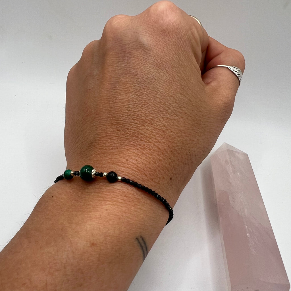 Pulsera Malaquita y Espinela Negra