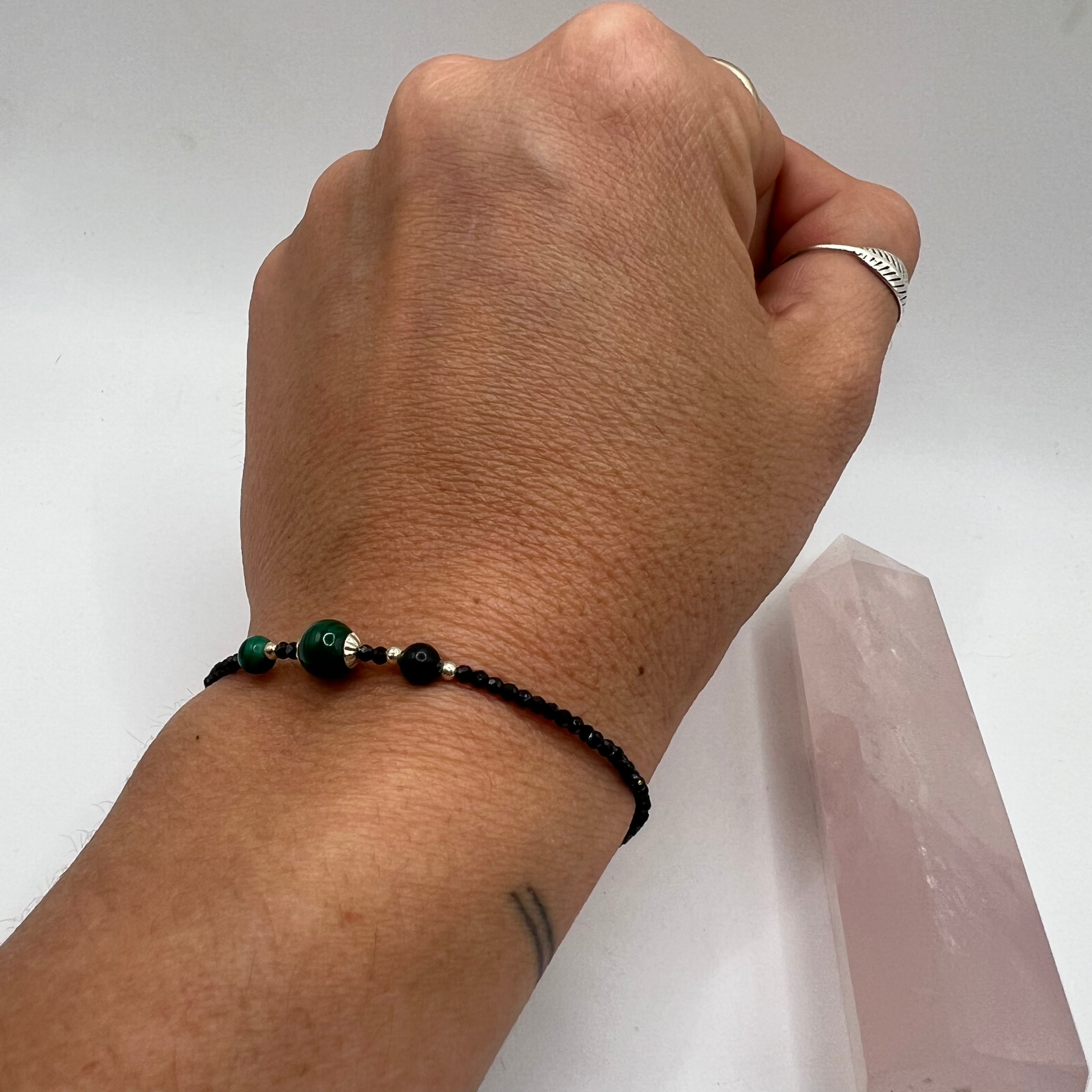 Pulsera Malaquita y Espinela Negra