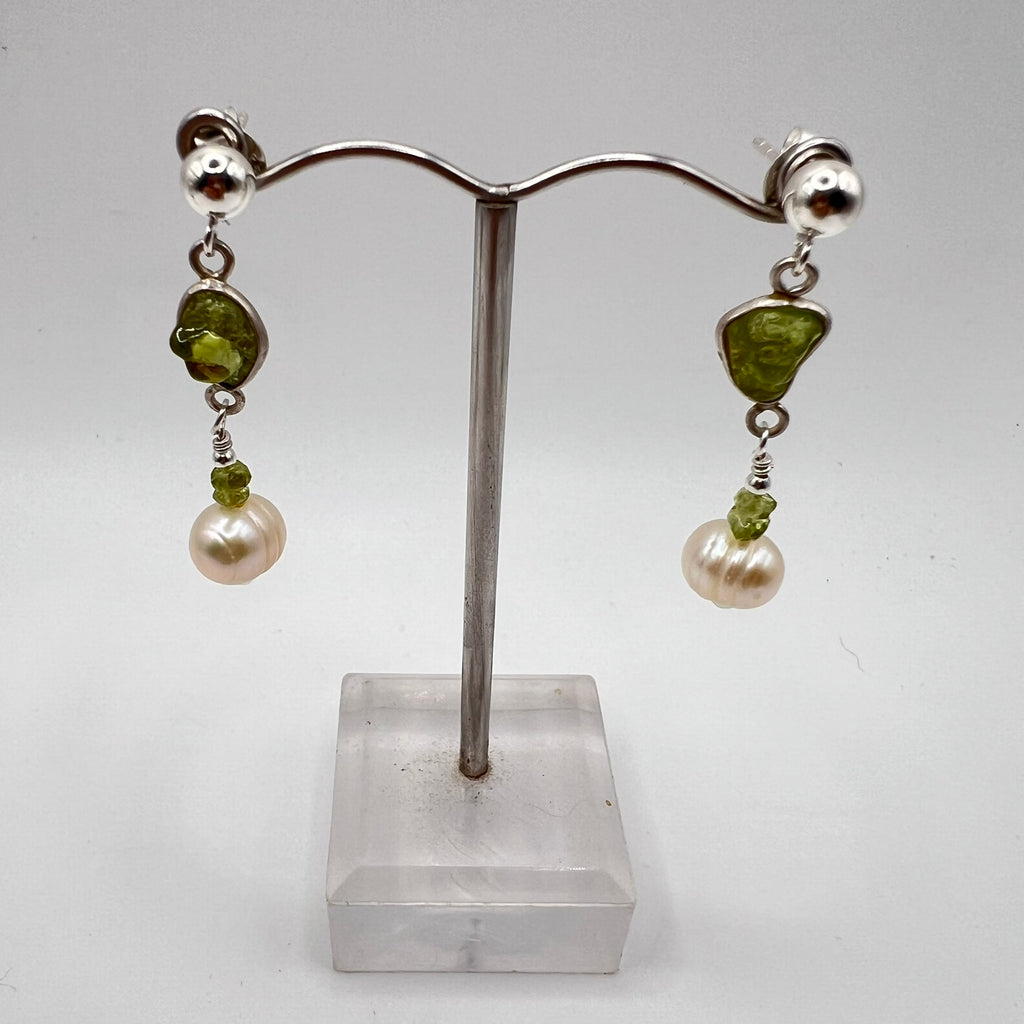Pendientes Olivino y Perla Cultivada