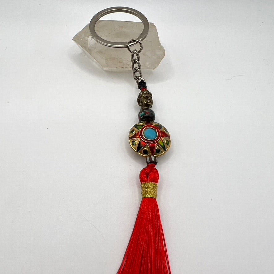 Llavero Artesanal Cuentas Tibetanas y Buda
