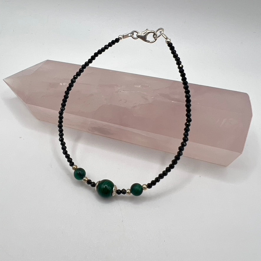 Pulsera Malaquita y Espinela Negra