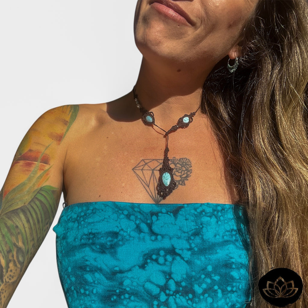 Collar Burma Larimar · Perlas & Plata de Ley