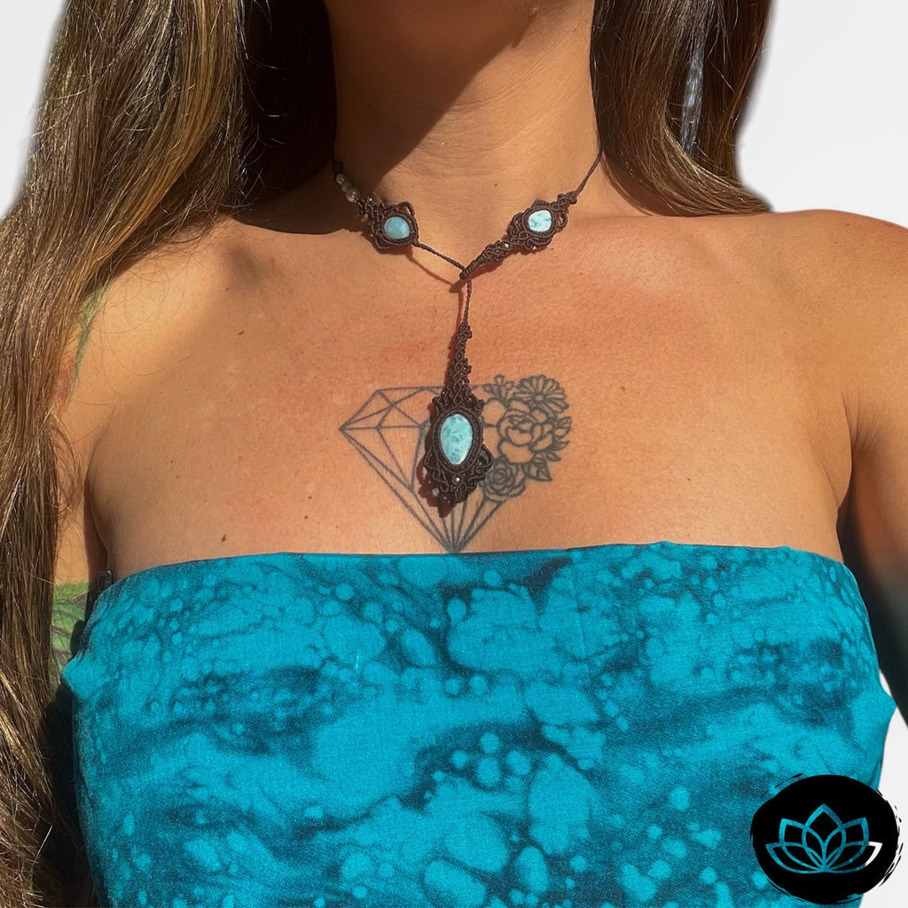 Collar Burma Larimar · Perlas & Plata de Ley