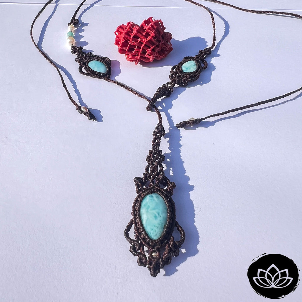 Collar Burma Larimar · Perlas & Plata de Ley
