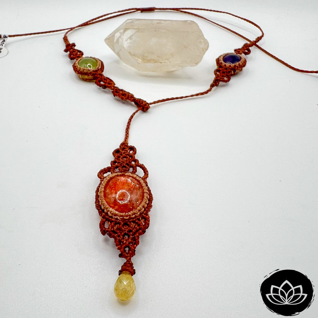 Collar Burma Piedra Sol, Amatista, Prehnita & Citrino