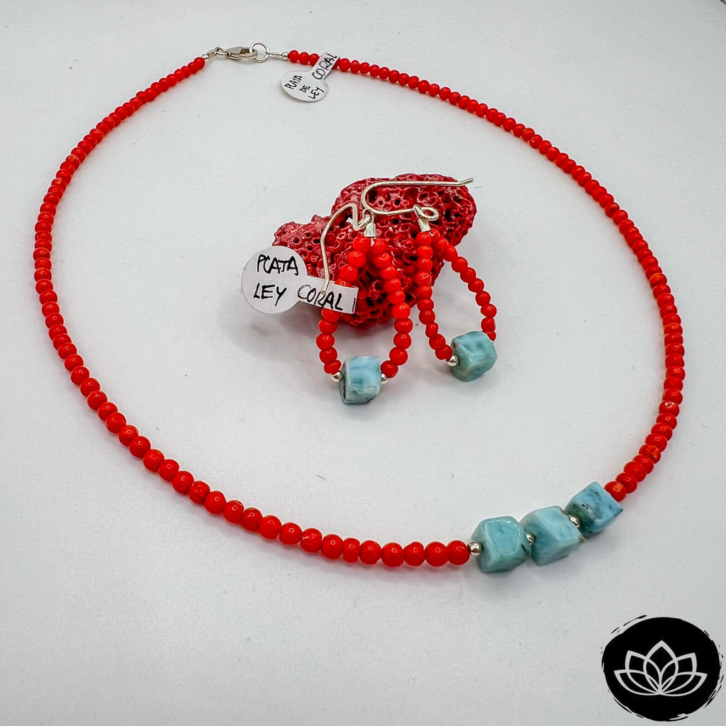 Conjunto Coral Indico y Larimar