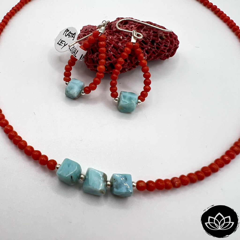 Conjunto Coral Indico y Larimar