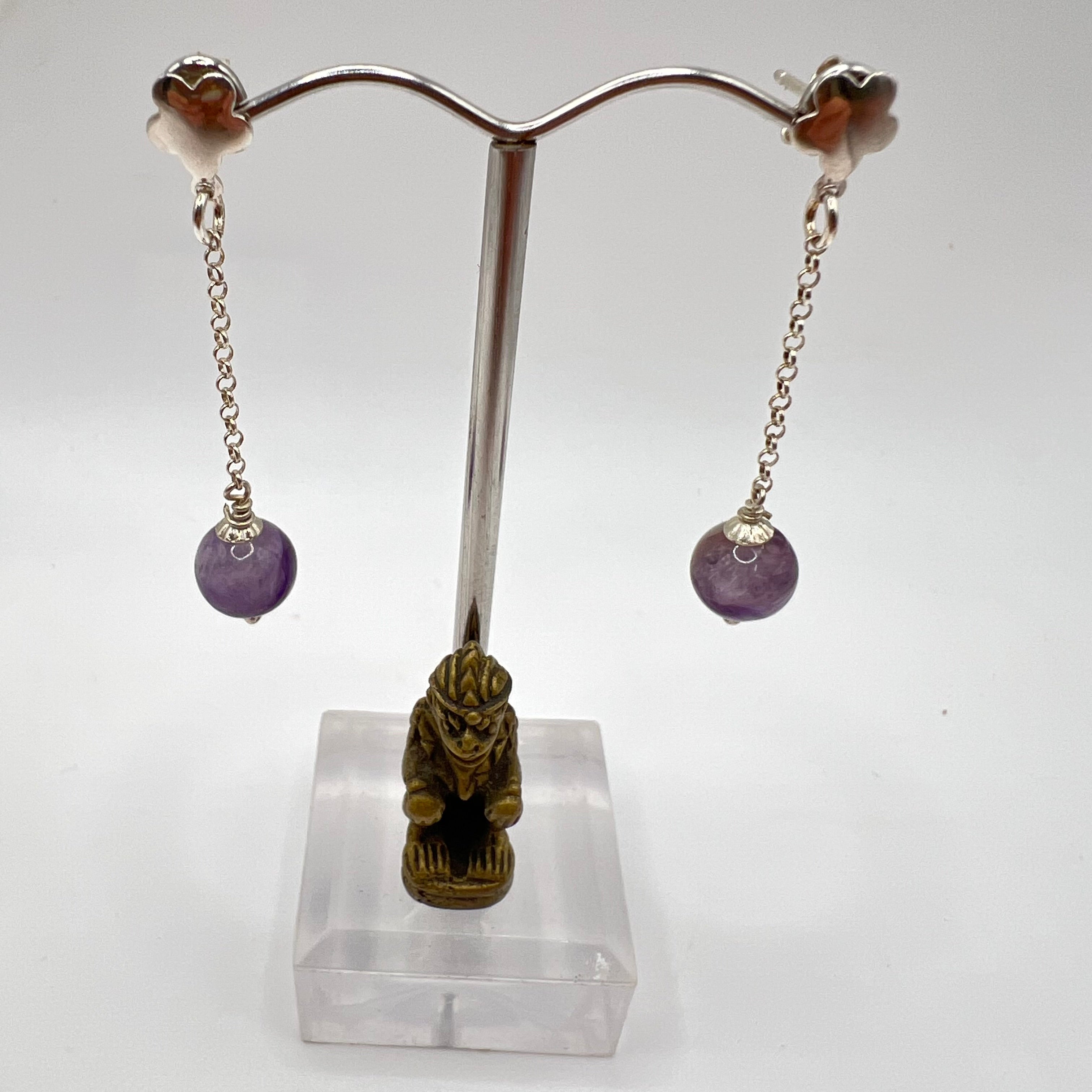 Pendientes Charoita plata de ley925
