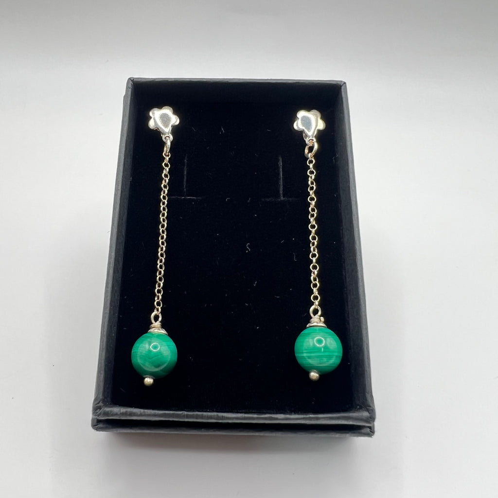 Pendientes Malaquita plata de ley925