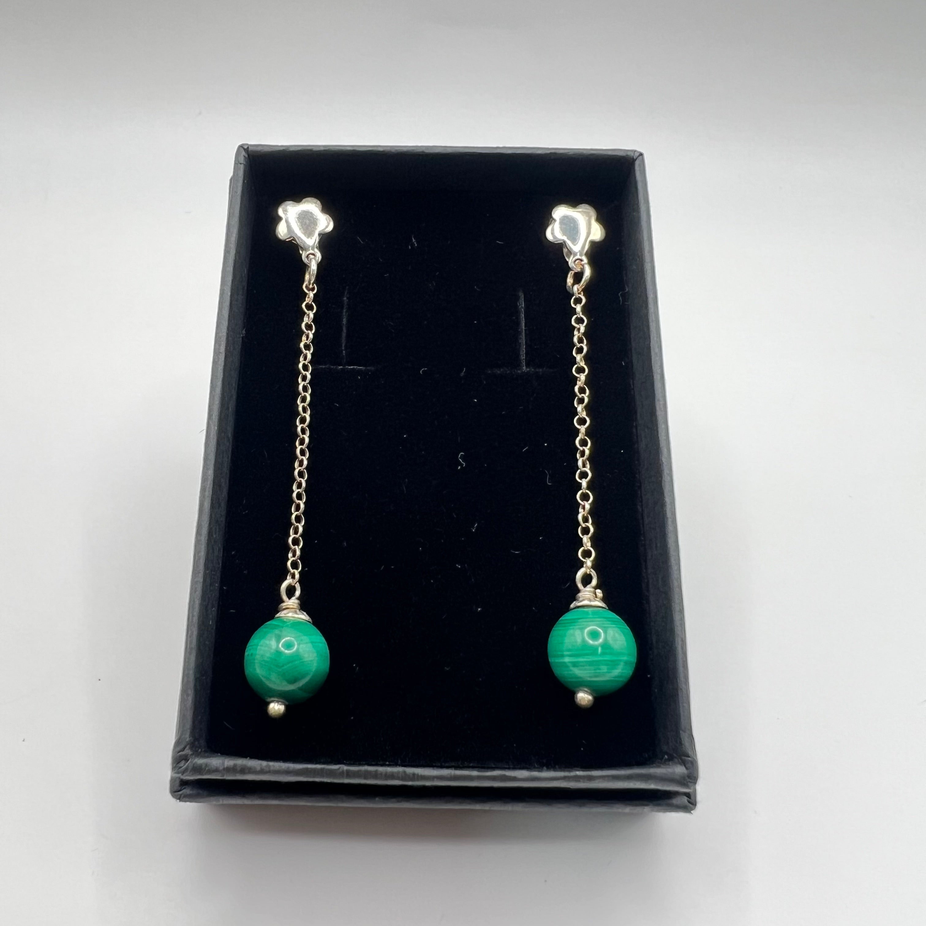 Pendientes Malaquita plata de ley925