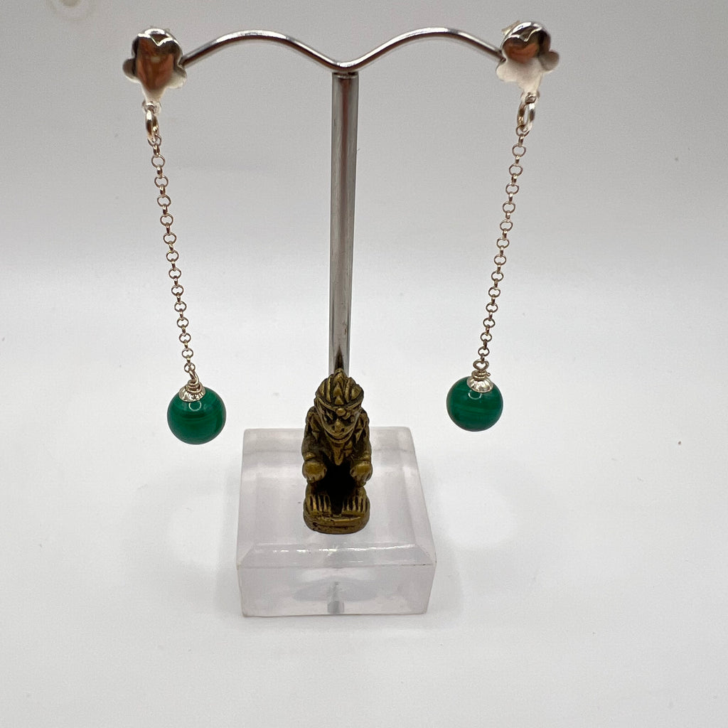 Pendientes Malaquita plata de ley925