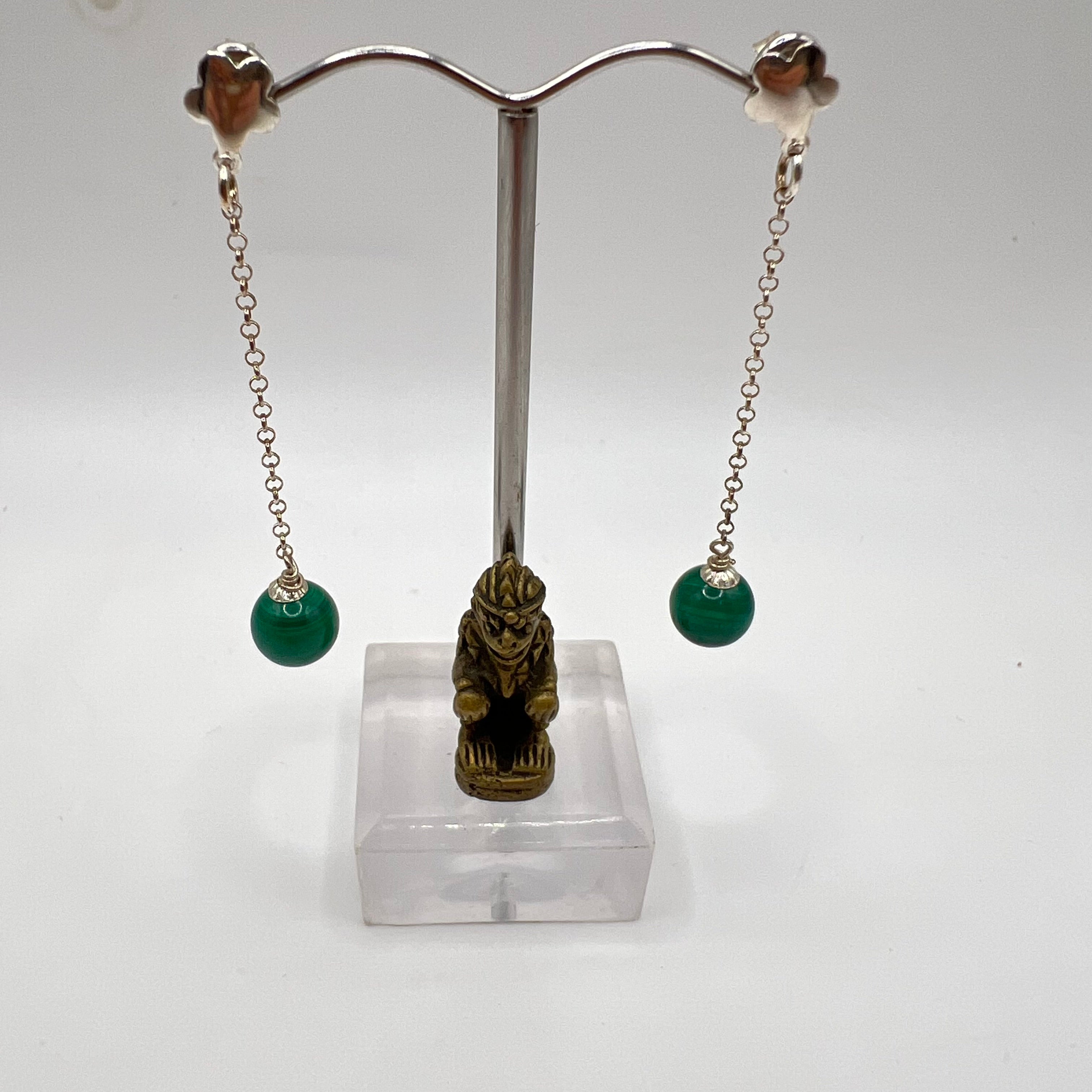 Pendientes Malaquita plata de ley925
