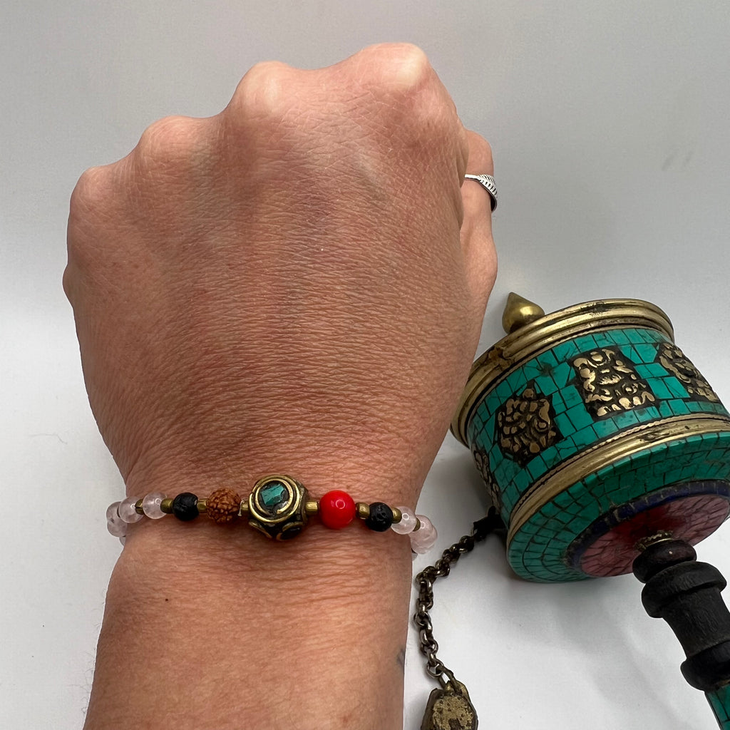 Pulsera Tibetana Cuarzo rosa