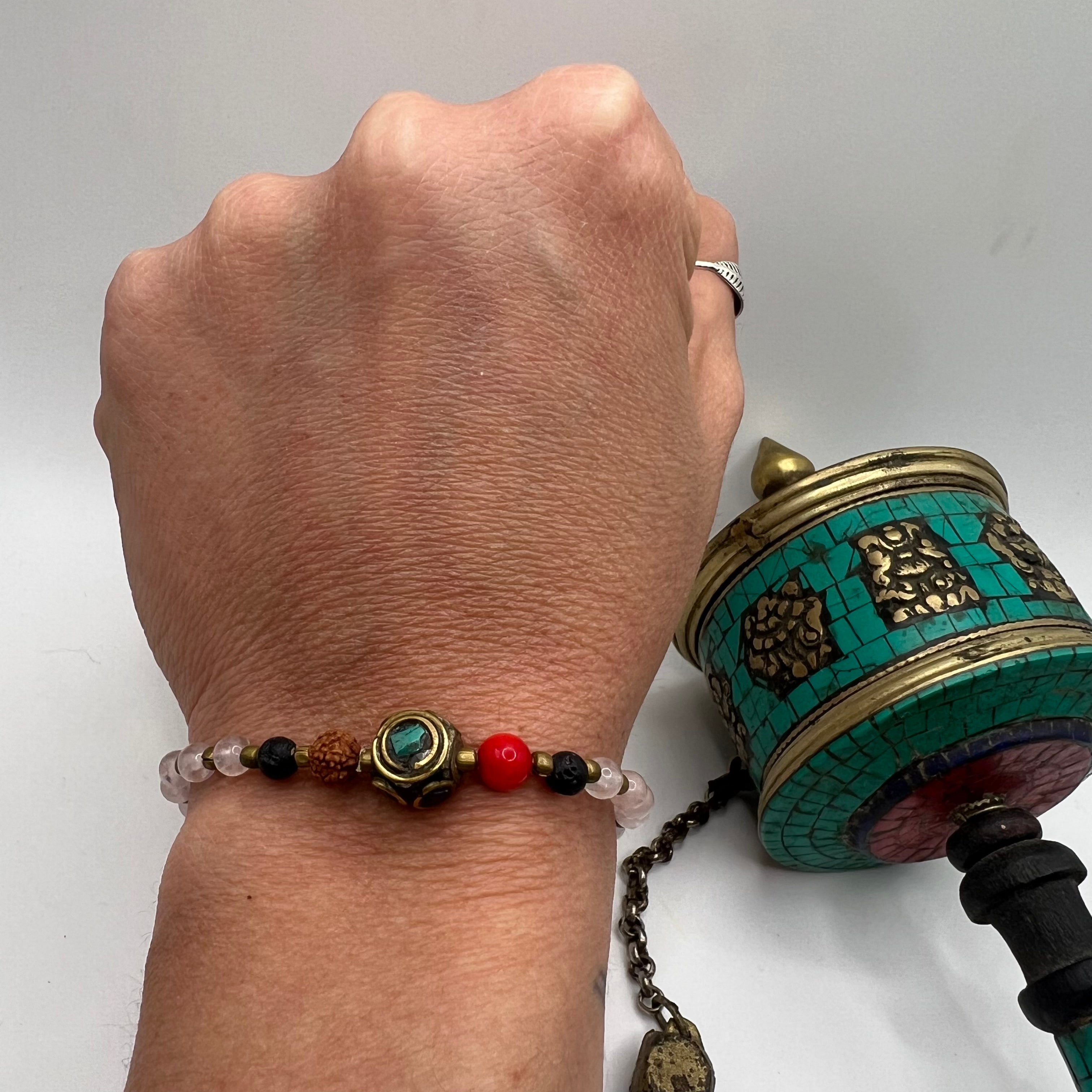 Pulsera Tibetana Cuarzo rosa