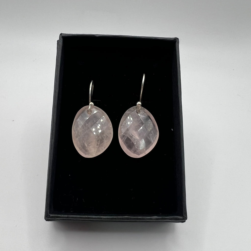 Pendientes Cabujón Cuarzo rosa