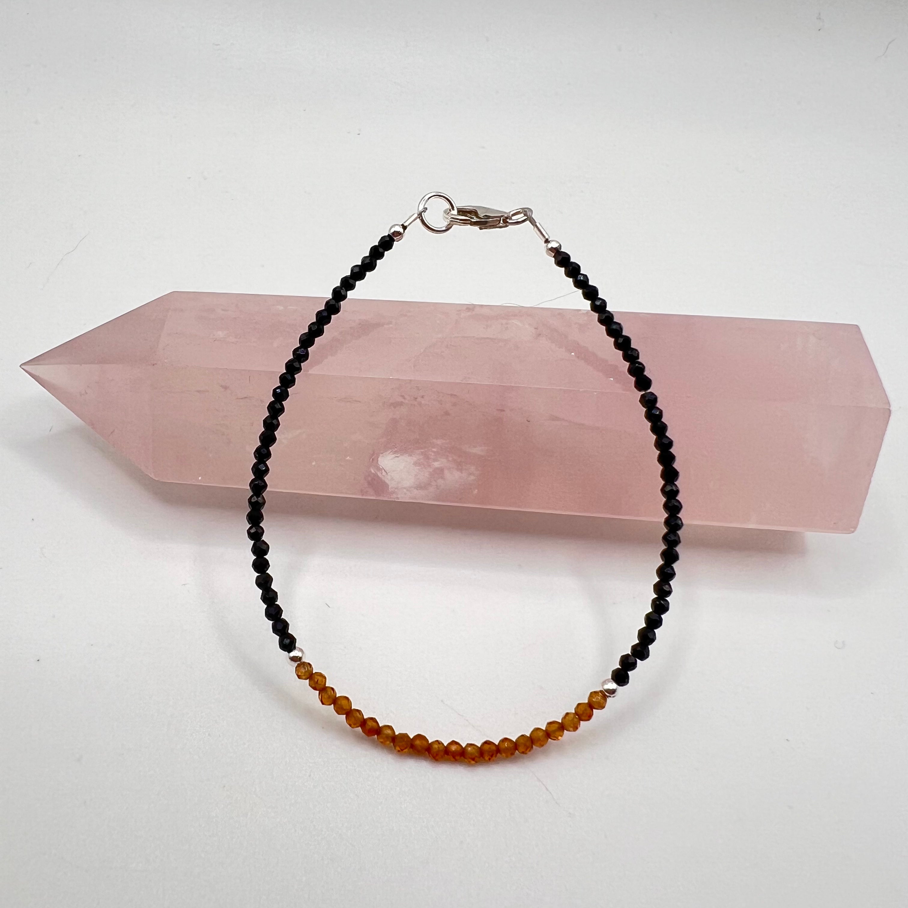 Pulsera Granate Mandarina & Espinela Negra