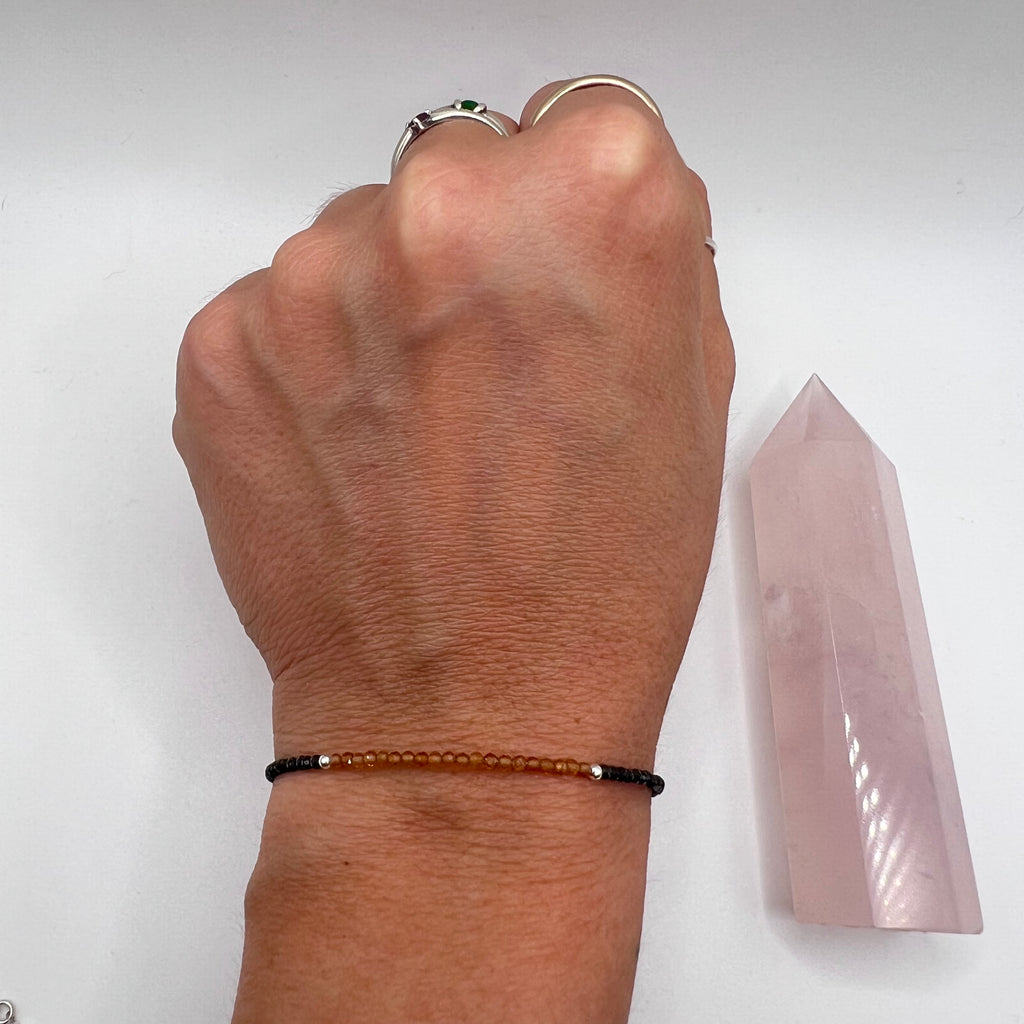 Pulsera Granate Mandarina & Espinela Negra