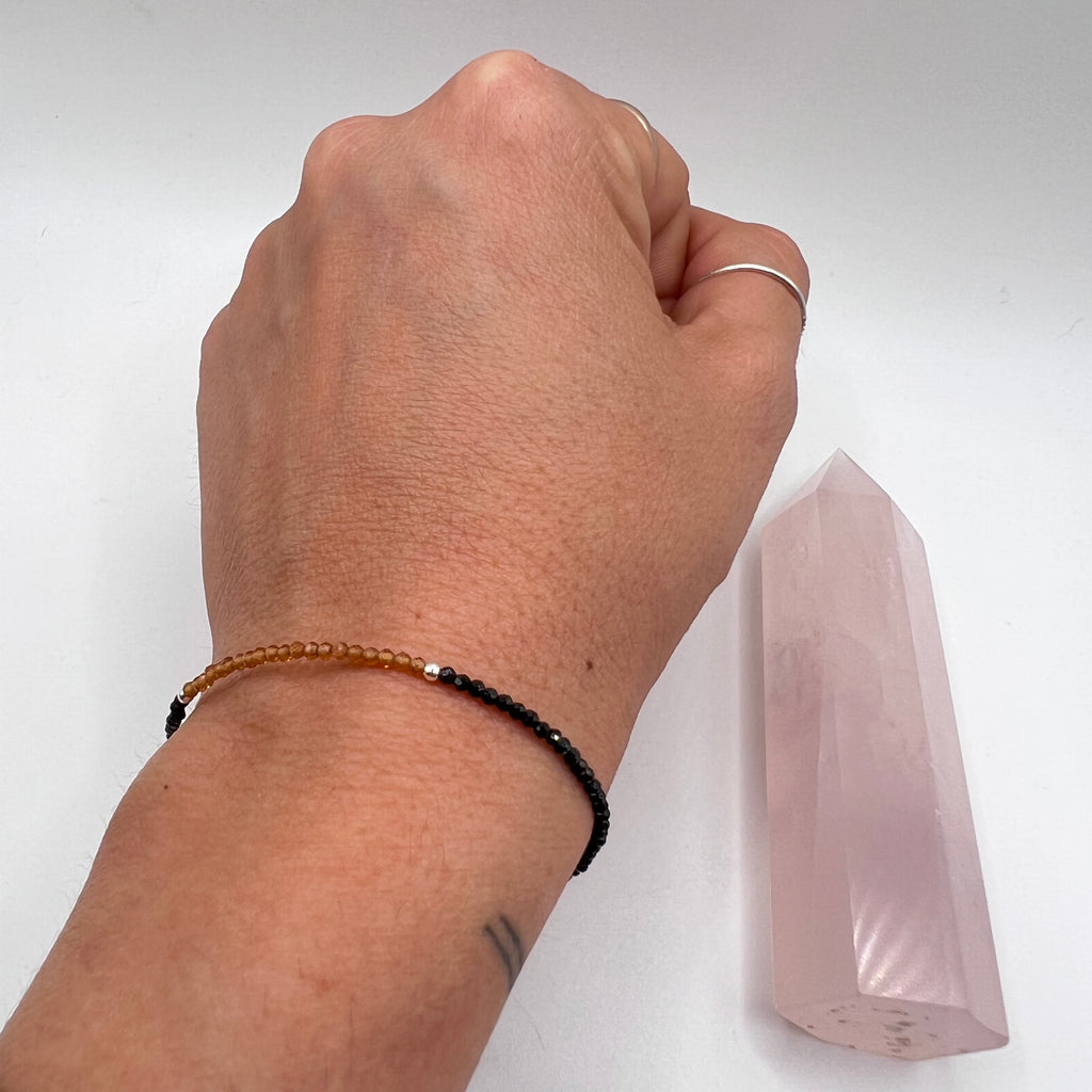 Pulsera Granate Mandarina & Espinela Negra