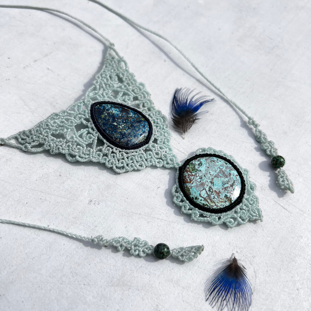 Necklace Azurita Micro Macramé
