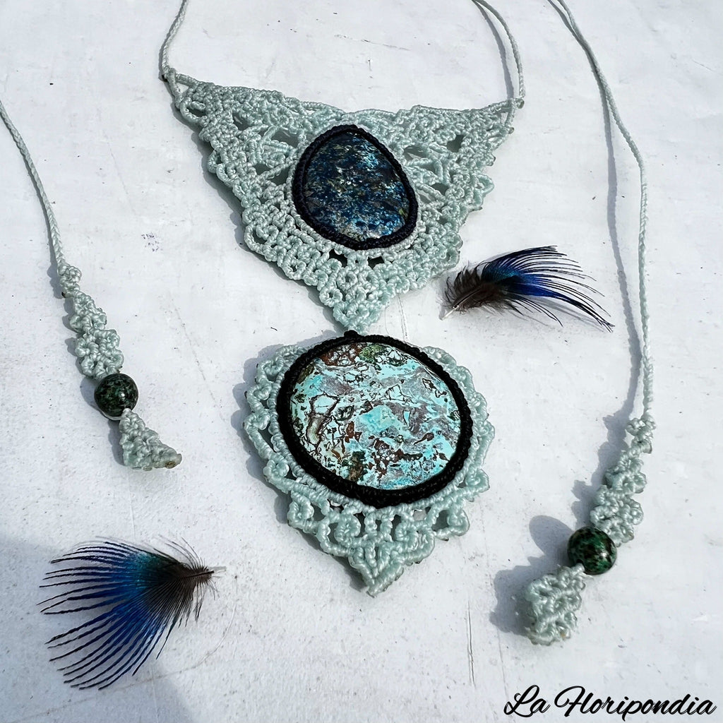 Necklace Azurita Micro Macramé